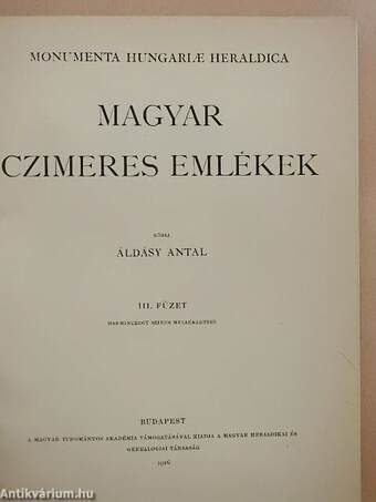 Magyar czimeres emlékek III.