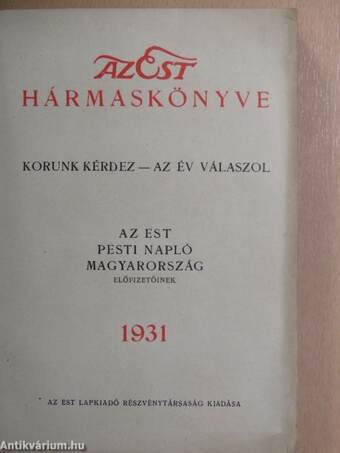 Az Est hármaskönyve 1931