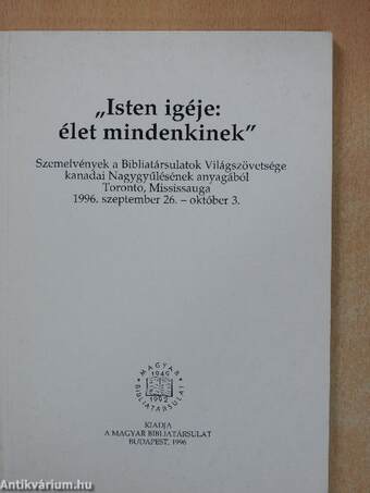 "Isten igéje: élet mindenkinek"