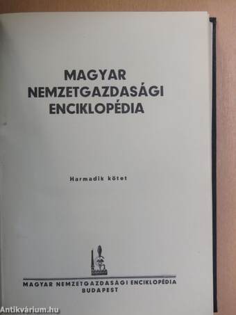 Magyar nemzetgazdasági enciklopédia III.