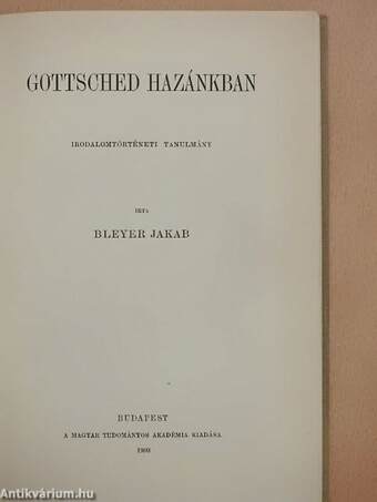 Gottsched hazánkban