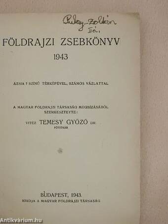 Földrajzi zsebkönyv 1943