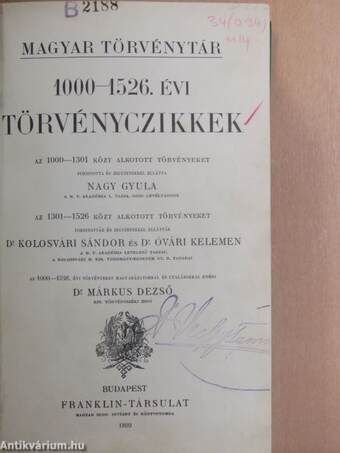 1000-1526. évi törvényczikkek