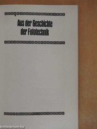 Aus der Geschichte der Fototechnik