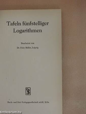 Tafeln Fünfstelliger Logarithmen