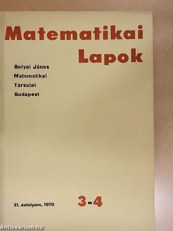 Matematikai Lapok 1970/3-4.