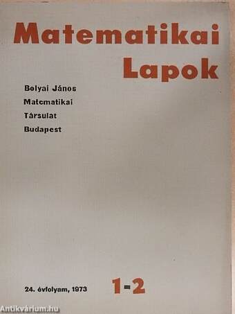 Matematikai Lapok 1973/1-2.