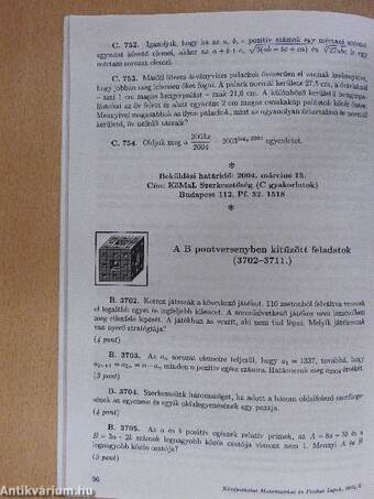 Középiskolai Matematikai és Fizikai Lapok 2004. február