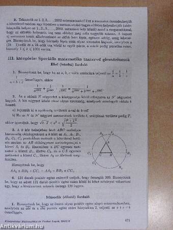 Középiskolai Matematikai és Fizikai Lapok 2002. november