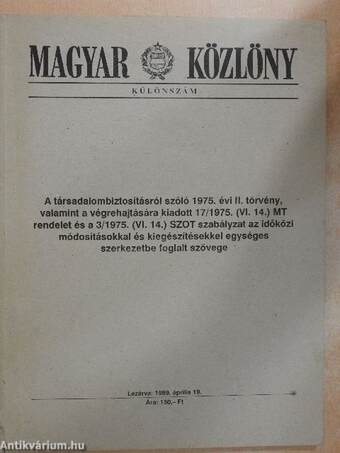 Magyar Közlöny 1989. különszám