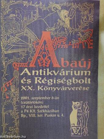 Abaúj Antikvárium és Régiségbolt XX. könyvárverése