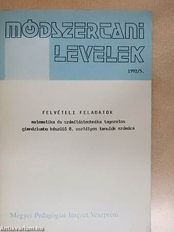 Módszertani levelek 1992/5.