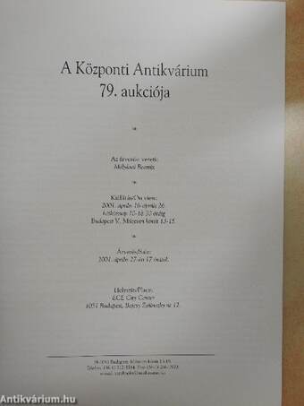 A Központi Antikvárium 79. aukciója