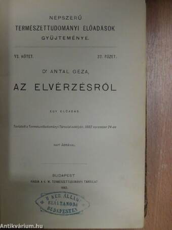 Népszerű természettudományi előadások gyüjteménye VI-VII/37-46.