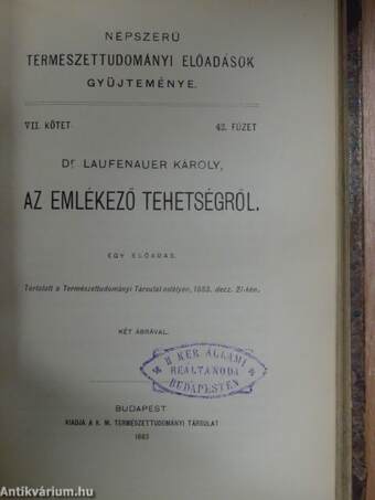 Népszerű természettudományi előadások gyüjteménye VI-VII/37-46.