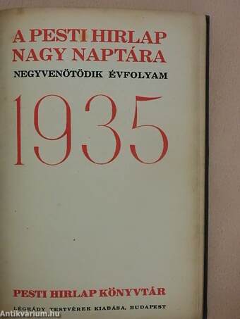 A Pesti Hirlap Nagy Naptára 1935.