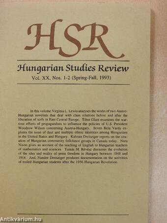 Hungarian Studies Review Spring-Fall, 1993