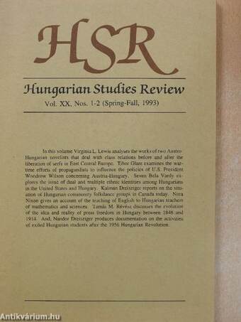 Hungarian Studies Review Spring-Fall, 1993