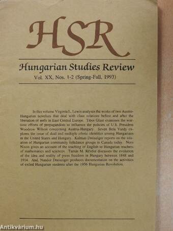 Hungarian Studies Review Spring-Fall, 1993