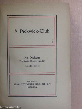 A Pickwick-Club I-II.