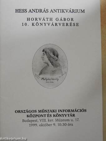 Hess András Antikvárium - Horváth Gábor 10. könyvárverése