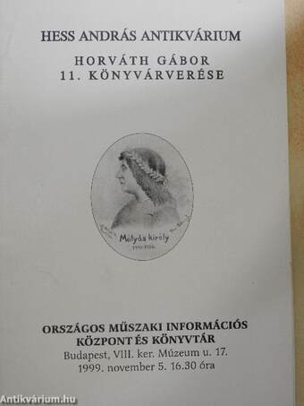 Hess András Antikvárium - Horváth Gábor 11. könyvárverése