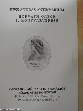 Hess András Antikvárium - Horváth Gábor 9. könyvárverése