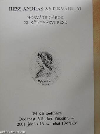 Hess András Antikvárium - Horváth Gábor 20. könyvárverése