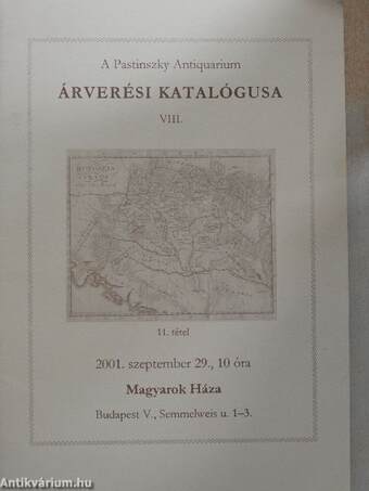 A Pastinszky Antiquarium árverési katalógusa VIII.