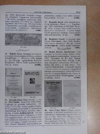 A Krisztina Antikvárium 35. könyv-, fénykép-, kézirat-, plakát- és térkép árverése