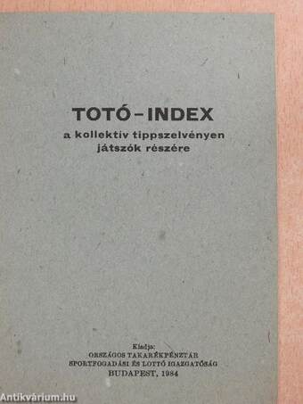 Totó-index a kollektív tippszelvényen játszók részére