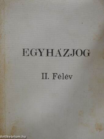 Egyházjog II. félév