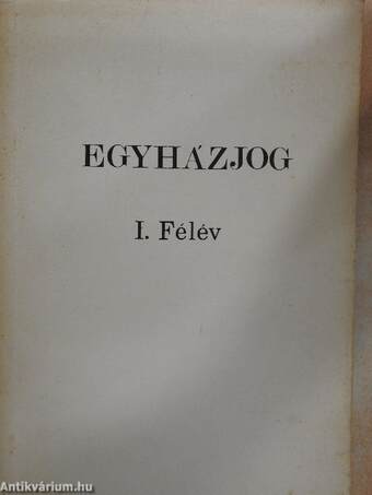 Egyházjog I. félév