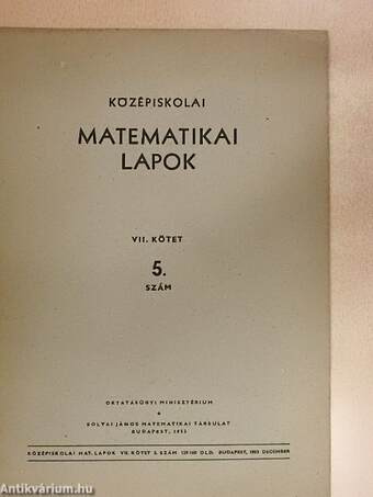 Középiskolai matematikai lapok 1953. évi 5. szám