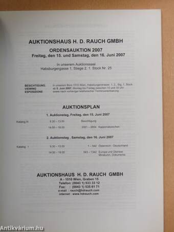 Auktionshaus H. D. Rauch GmbH Ordensauktion 2007