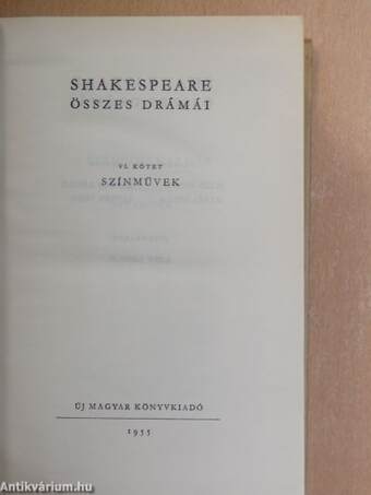 Shakespeare összes drámái VI.