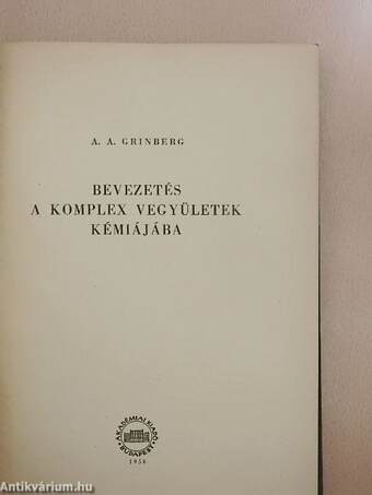 Bevezetés a komplex vegyületek kémiájába