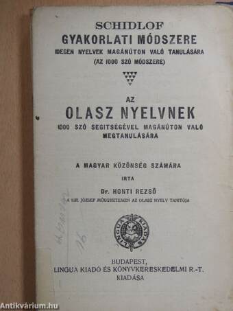 Schidlof gyakorlati módszere - Olasz 1-10. füzet