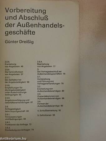 Vorbereitung und Abschluß der Außenhandelsgeschäfte