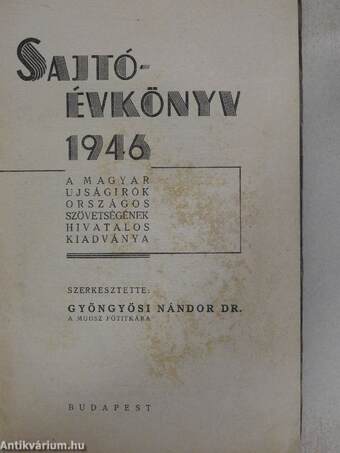 Sajtó évkönyv 1946