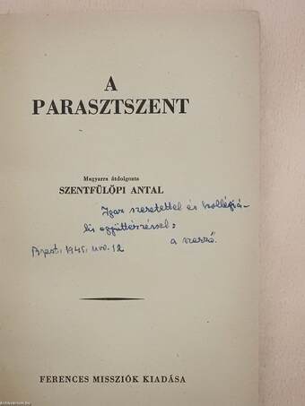 A parasztszent (dedikált példány)