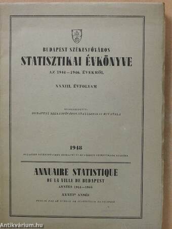 Budapest Székesfőváros Statisztikai Évkönyve az 1944-1946. évekről