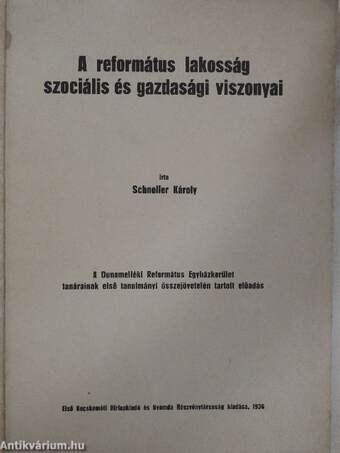 A református lakosság szociális és gazdasági viszonyai