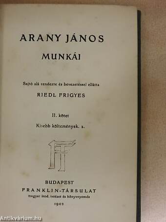 Arany János munkái II.