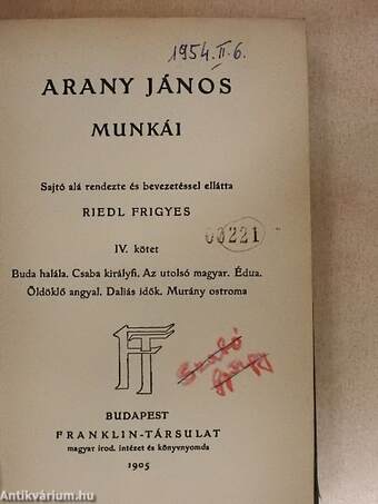 Arany János munkái IV.