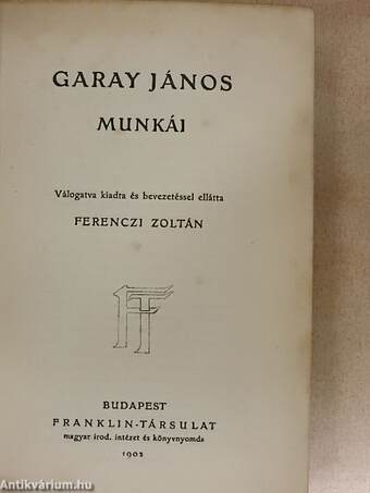 Garay János munkái