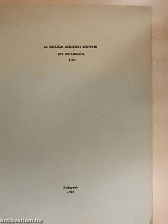 Az Országos Széchényi Könyvtár évi beszámolója 1964