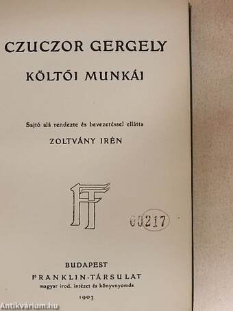 Czuczor Gergely költői munkái