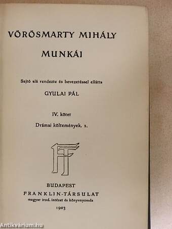 Vörösmarty Mihály munkái IV.