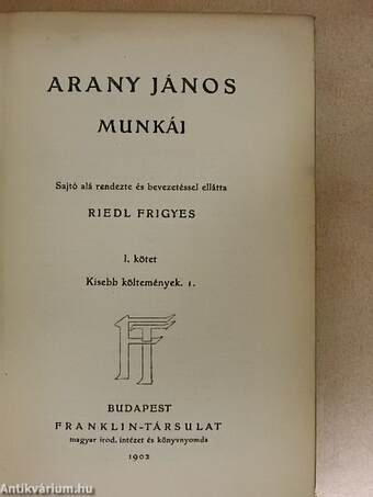 Arany János munkái I.